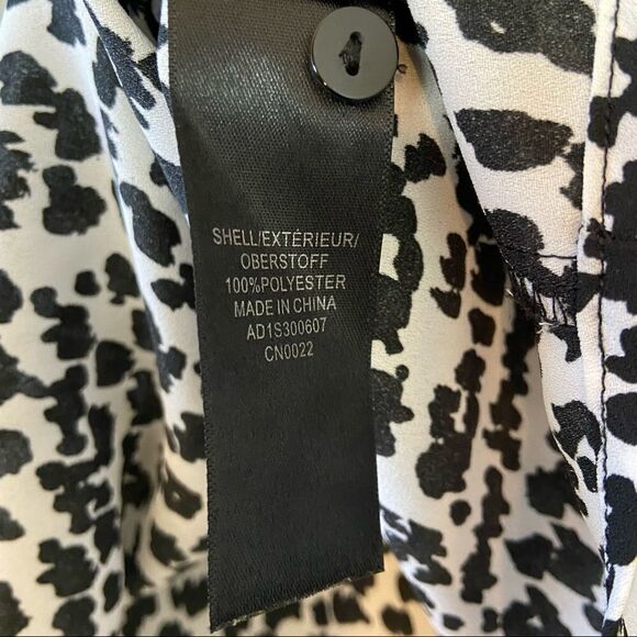Adrianna Papell-Spotted Black & White Lightweight Button Down - Picture 10 of 11